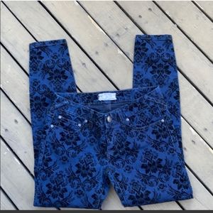 Free People Blue Jacquard Skinny Jeans